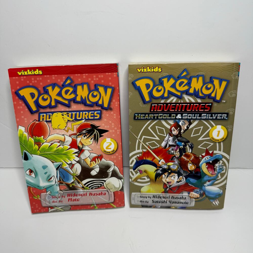 Pokemon‎ Adventures Heart Gold Soul Silver Volume 1 and 2 Paperback Books